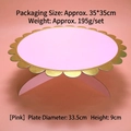 Rosa 33,5 cm Tortenständer aus Papier mit goldenem Wellenrand für Party Dessertdekoration - Rosarot