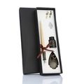 Vintage calligraphy set with light wood dip pen, golden nibs, ink and bronze holder - Wood Barrel / Clear (Wood Pen)
