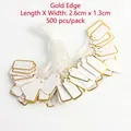 Pack of 500 white jewelry price tags with gold borders and strings, 2.6cm x 1.3cm labels - Blank Gold Border Rectangle 2.6cmX1.3cm