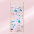 Rainbow gradient universe stickers with gold foil planets and shooting star designs - Dreamy Planet