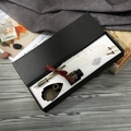 Vintage white feather quill pen set with gold specks, ink, and metal nibs in a black gift box - Gold Dust White (Feather Pen)