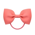Coral pink grosgrain ribbon bow hair tie with elastic band for girls' hair accessories - Coral Pink