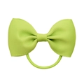Handmade bright green grosgrain ribbon bow hair tie with elastic band for kids - Lemon Green