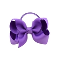 Purple grosgrain ribbon bow hair tie with elastic band for girls' fashion hairstyles - Purple