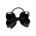 Classic black grosgrain ribbon bow hair tie for girls with durable elastic band - Black