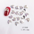 Silver V-shape nail rhinestones with AB crystals, 7.5x7.2mm for manicure decoration - Silver AB Rhinestone V-shape Style (1860)