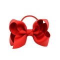 Fashionable red grosgrain ribbon bow hair tie for girls with elastic band - Red