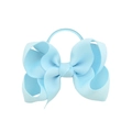 Light blue grosgrain ribbon hair bow tie for girls with elastic band on white background - Light Blue