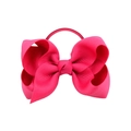 Rose pink grosgrain ribbon bow hair tie for girls with durable elastic band - Rose Red