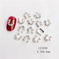 Macro view of 8.3x8.8mm horseshoe alloy nail art charms with colorful AB rhinestones - Silver AB Rhinestone U-shape Style (1850)