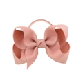 Pink striped oversized bow hair tie for girls with elastic band on white background - Watermelon Red