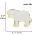 White enamel sheep brooch with gold trim and dimension labels 0.83 x 1.10 inches - Sheep-styled Dog (A00210)