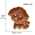 Zinc alloy brown poodle enamel pin with red scarf detail and gold plating, 2.5cm height - Brown Poodle (A00214)