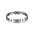 Dettaglio del bracciale magnetico in acciaio al titanio argento con barra e piccolo diamante - Stile Donna