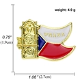 Prager Rathausuhr Emaille-Pin mit tschechischer Flagge und Gold-Metall-Finish - Tschechien Prag Stil (A00228)