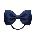 Close-up of dark blue grosgrain ribbon bow with elastic band on white background - Dark Blue