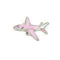 Spilla per aereo rosa glitterata in smalto con cornice in metallo dorato decorativa - Modello Rosa Glitter