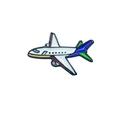 Spilla a forma di aereo in smalto bianco con ali blu e finiture metalliche - Modello Bianco Blu Verde