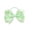Light green grosgrain ribbon bow hair tie for girls on a clean white background - Mint Green