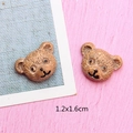 Brown resin cartoon bear flatback charms for DIY hair clips and jewelry, 1.2x1.6cm - Brown Bear Head