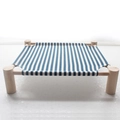 Blue and white striped canvas pet hammock bed with natural wooden frame for summer - Navy Striped