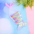 Sparkling mermaid tail crossbody bag for kids featuring gradient sequins and pink cord - Light Multi-color