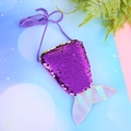 Children's mermaid tail crossbody bag with purple sequins and holographic fin detail - Purple