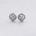 Detailed macro view of 10mm silver stainless steel stud earrings with sparkling texture - Silver Sparkling (21)