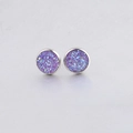 Detailed view of 10mm round purple drusy stud earrings with sparkling crystal texture - Purple Druzy (8)
