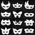 Set of 12 DIY white paper pulp masks including butterfly and crown designs for kids - Pure White Pulp (12 Pcs Set)