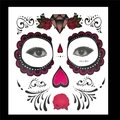 Detail of Day of the Dead face tattoo stickers with pink roses and diamond patterns - No.31/Rose Red Vine Pattern