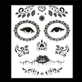 Flat lay of black Day of the Dead floral face tattoo stickers for Halloween makeup - No.35/Pure Black Vine Decor