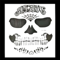 Macro detail of Joker skeleton face tattoo stickers with spider web and bone line patterns - No.34/Black White Joker Style