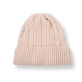 Textura detallada del gorro beige de punto de ochos con un dobladillo acanalado para invierno - Beige