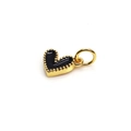 Minimalist heart-shaped charm with black enamel inlay and gold-tone metal frame - Black