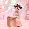 Antique Chinese princess figurine in pink traditional dress sitting at a Go board table - Playing Chess Style (060-10B)