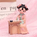 Ancient lady figurine in pink dress playing chess, resin tabletop decor for Hanfu fans - 1060-10 Playing Chess