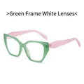 Lunettes de soleil œil de chat rétro avec monture verte et branches rose clair - Monture Verte Verres Transparents