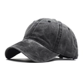 Vintage washed black cotton baseball cap with classic six-panel stitching and curved brim - Adjustable / Child Washed Black