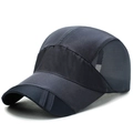 Quick-dry navy blue baseball cap with breathable mesh panels for outdoor summer sports - Adjustable / Navy Blue