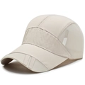 Quick-dry breathable baseball cap in beige featuring mesh panels and reinforced stitching - Adjustable / Beige