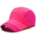 Quick-dry breathable sports baseball cap in vibrant magenta pink with mesh panels - Adjustable / Rose Red