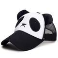 Casquette panda avec oreilles 3D et filet respirant à l'arrière en noir et blanc classique - Taille enfant réglable 48-54CM / Style en maille / Noir