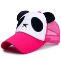Pink and white mesh panda baseball cap with cute plush ears for kids sun protection - Kids Adjustable Size 48-54CM / Mesh Style / Rose Red
