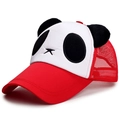 Casquette trucker panda rouge et blanche avec oreilles en peluche et filet respirant - Taille enfant réglable 48-54CM / Style en maille / Rouge