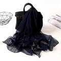 Deep blue sheer chiffon scarf draped over a handbag, lightweight and elegant style - Navy Blue