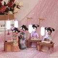 Retro Chinese court lady figurine set with glowing lanterns and colorful resin attire - Lantern Set