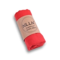 Red cotton linen scarf for kids with premium paper packaging wrap on white background - Red