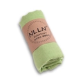 Kids cotton linen scarf in light green color rolled with a branded paper sleeve - Green