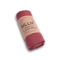 Solid color linen cotton kids scarf in bean sand red with paper band wrap - Rust red